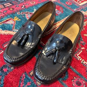 Bass Jaclyn Black Leather Tassel Loafers | Size 8 M | Classic Preppy vintage